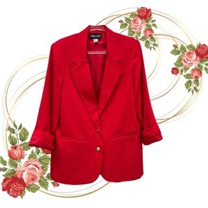80s 90s Sag Harbor Red Cuffed Boyfriend Blazer Minimalist New Wave Miami Vice
